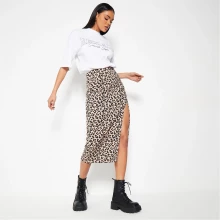 Мужские штаны I Saw It First Leopard Print Rib Midi Skirt