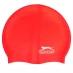 Slazenger Junior Silicone Swim Cap Red/Clear