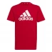 adidas Logo T Shirt Junior Red/Wht BOS