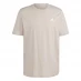 adidas Essentials Single Jersey Linear Embroidered Logo T-Shirt Mens Taupe SL
