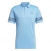 adidas 3 Stripe Polo Shirt Mens Semi Blue Burst