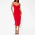 I Saw It First Cross Strap Ruched Slinky Midi Dress RED