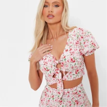 Женская блузка I Saw It First Floral Print Tie Front Crop Top
