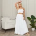 I Saw It First Textured Shirred Midaxi Skirt WHITE