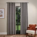 Homelife Basketweave Lined Pair of Curtains Grey