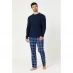 Мужская пижама Studio Mens Waffle Top and Check Fleece Pants Pyjama Gift Set Blue/Navy