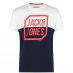Мужская футболка с коротким рукавом Jack and Jones Half Logo T Shirt Mens Wht/Sky/Red