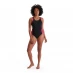 Закрытый купальник Speedo Women's Boom Logo Splice Muscleback Swimsuit Black Blk/Ele Pink