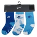 Nike Patterned Crew 3 Pack Socks Unisex Babies Blue