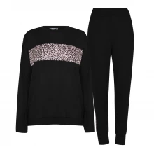Linea Animal Print Top and Joggers Tracksuit Loungewear Co Ord Set