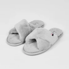 Jack Wills Faux Fur Cross Over Slippers