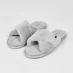 Jack Wills Faux Fur Cross Over Slippers Grey