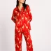 Женская пижама Chelsea Peers Satin Button Up Pyjama Set Red/Giraffe