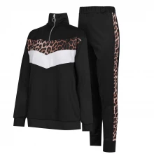 Linea Colour Block Zip Tracksuit Co Ord Set With Animal Print