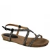 Leather Lined Collection Cross Over Strap Diamante Upper Leather Lined Flat Sandal Black