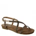 Leather Lined Collection Cross Over Strap Diamante Upper Leather Lined Flat Sandal Gold