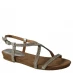 Leather Lined Collection Cross Over Strap Diamante Upper Leather Lined Flat Sandal Silver