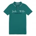 Jack Wills Kids Boys Script Tipped Polo Shirt Green Heron