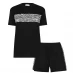 Linea Animal Printed Short and Tee Loungewear Co Ord Set Black