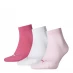 Puma 3 Pack Quarter Plain Socks Pink Lady