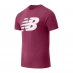 New Balance Stacked Logo T Shirt Mens Burgundy