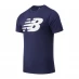 New Balance Stacked Logo T Shirt Mens Navy