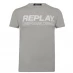 Replay Script T Shirt Pearl Grey 111