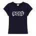 Boss Logo T Shirt Blue 868