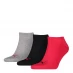 Puma 3 Pack of Trainer Socks Black/Red