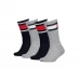 Tommy Bodywear Flag 3 Pack Socks Juniors Grey/Navy