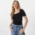Jack Wills Knitted Sweetheart Short Sleeve Top Black