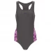 Slazenger Splice Racer Back Swimsuit Womens Grey/Purple