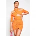 I Saw It First Recycled Blend Rib Ruched Halter Crop Sleeve Mini Dress