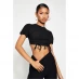 I Saw It First Cotton Ruched High Neck Crop Top Black