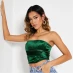I Saw It First Velvet Tie Back Corset Top Green
