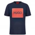 Hugo Dulive Box Logo T Shirt Dark Blue 405