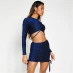 I Saw It First Glitter Ruched Front Crop Top Navy