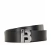 Boss Icon Logo Buckle Leather Belt Black