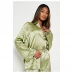 I Saw It First Co Ord Hammered Satin Oversized Shirt Olive Green