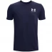 Under Armour Cotton Short Sleeve T-Shirt Junior Boys Navy/Grey