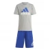 adidas Essentials T Shirt and Shorts Set Gry H/Lcd Blu