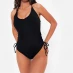 I Saw It First Rib Ruched High Leg Plunge Swimsuit BLACK