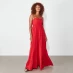 I Saw It First Halter Textured Shirred Maxi Dress RED