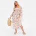 I Saw It First Floral Print Square Neck Smock Midi Dress STONE FLORAL