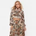 I Saw It First Printed Oversized Satin Shirt Co-Ord GREEN LEOPARD