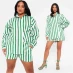 I Saw It First Stripe Cotton Oversized Shirt GREEN STRIPE