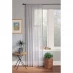 Home Curtains Pom Pom Trimmed Voile Slot Top Single Panel Grey
