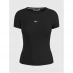 Tommy Jeans Extra Small Badge Ribbed T Shirt Black