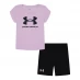 Under Armour 2 Piece T-Shirt and Shorts Set Infant Girls Black/Pink
