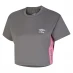 Umbro Cropped T-Shirt Womens Grey/Pink